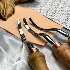Gouge long bent chisel, profile#1 flat, STRYI Profi, bent gouges, carving tools, curved tools