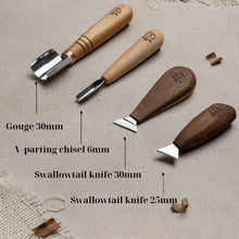 Load image into Gallery viewer, Chip carving set for starters, chip carving kit STRYI, chip carving tools, toolset for carving
