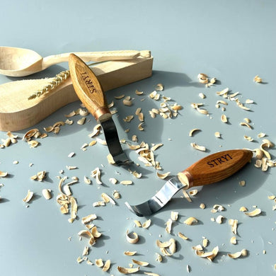 Spoon Bowl Kuksa carving hook knife 50mm STRYI Profi, hook knife, carving tools, sloping hook knife