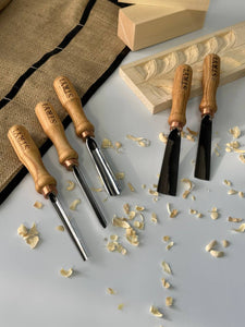 Basic wood carving toolset STRYI for whittling figures and relief carving, versatile set