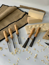 Load image into Gallery viewer, Basic wood carving toolset STRYI for whittling figures and relief carving, versatile set