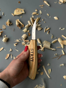 Whittling knife for wood carving 58mm STRYI Profi, sloyd knife, making figurines, carving knife