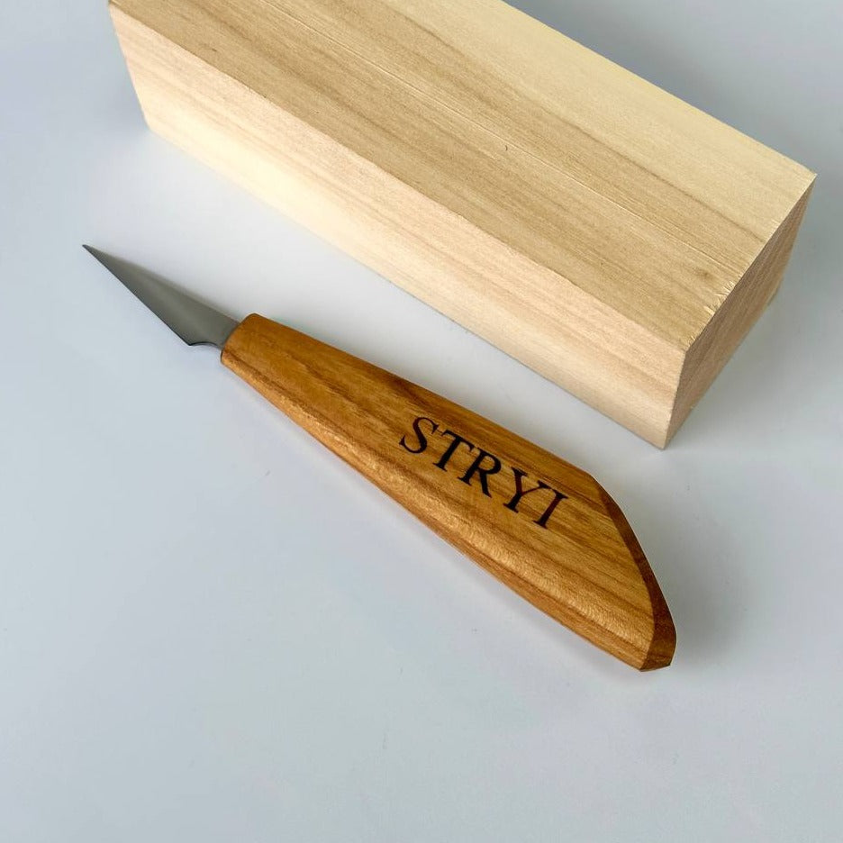 Wood carving knife 40mm STRYI Profi for detailed carving, Whittling knife, Sloyd knife