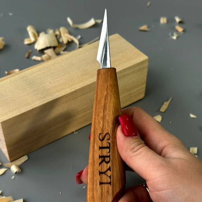 Wood carving knife 40mm STRYI Profi for detailed carving, Whittling knife, Sloyd knife