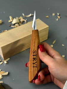 Wood carving knife 40mm STRYI Profi for detailed carving, Whittling knife, Sloyd knife