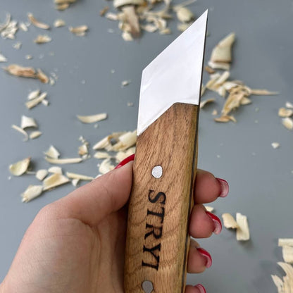 Wide carving knife,  carving knife 40mm STRYI Profi, Skewed knife, Knife for sculpting