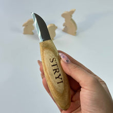 Load image into Gallery viewer, Whittling knife 50mm STRYI Profi, Woodcarving tool, Sloyd knife, Carving knife, Straight blade knife