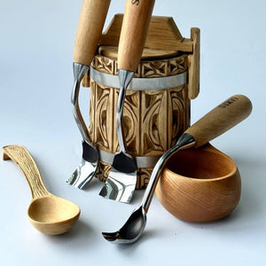 Bowl carving toolset of 3 large bent gouges STRYI Profi, kuksa gouges, bowl carving, gift for young man