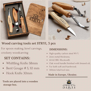 Juego de herramientas para tallar cucharas, juego de vajilla para tallar madera 3 piezas STRYI
