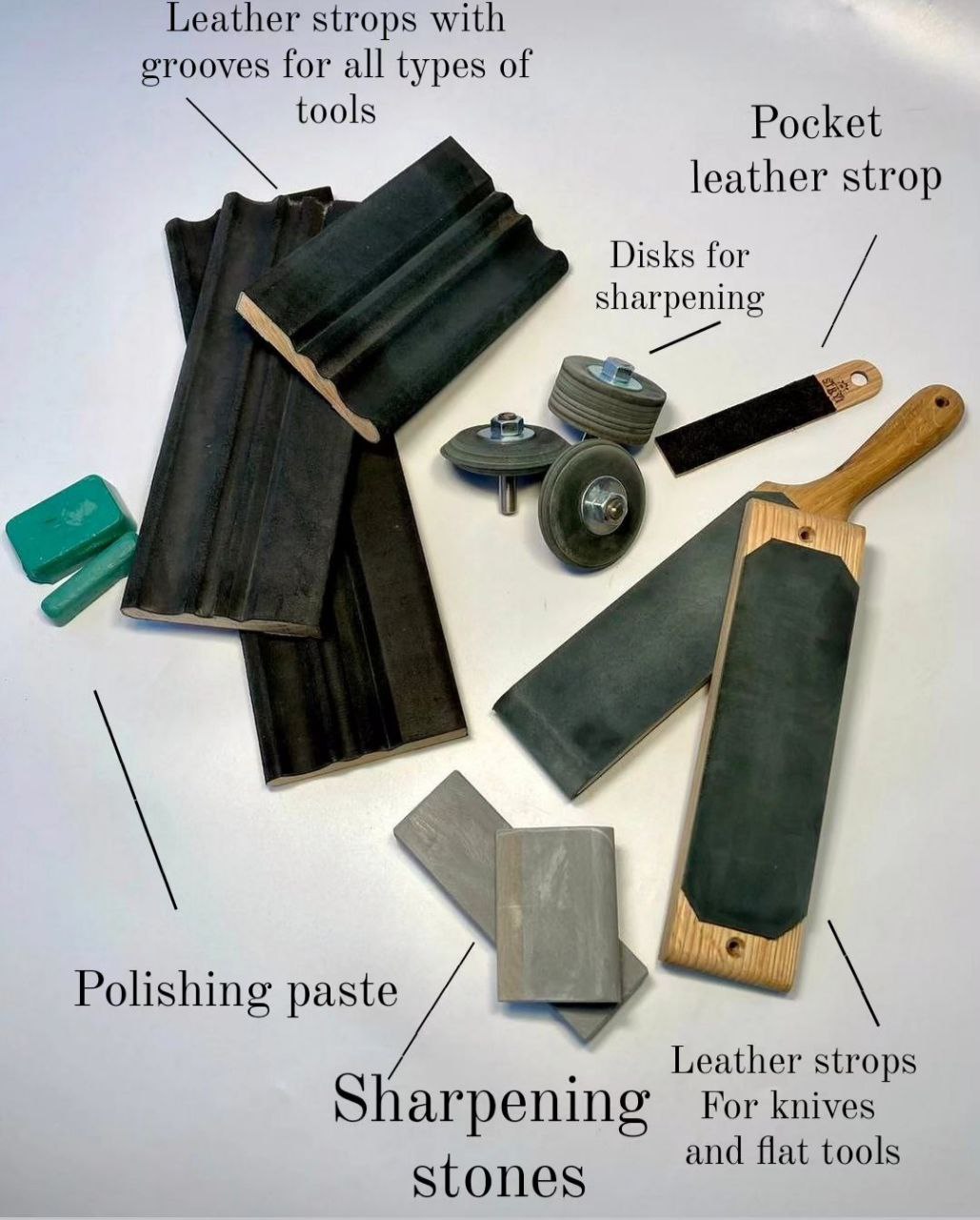 Profile Leather strop 40cm for sharpening, Polishing, Finishing knives, Sharpener for tools