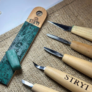 Correa de cuero para afilar herramientas de tallado