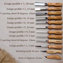 Load image into Gallery viewer, Woodcarving tools set 12pcs STRYI Profi for relief and for chip carving, stryi wood carving tools,