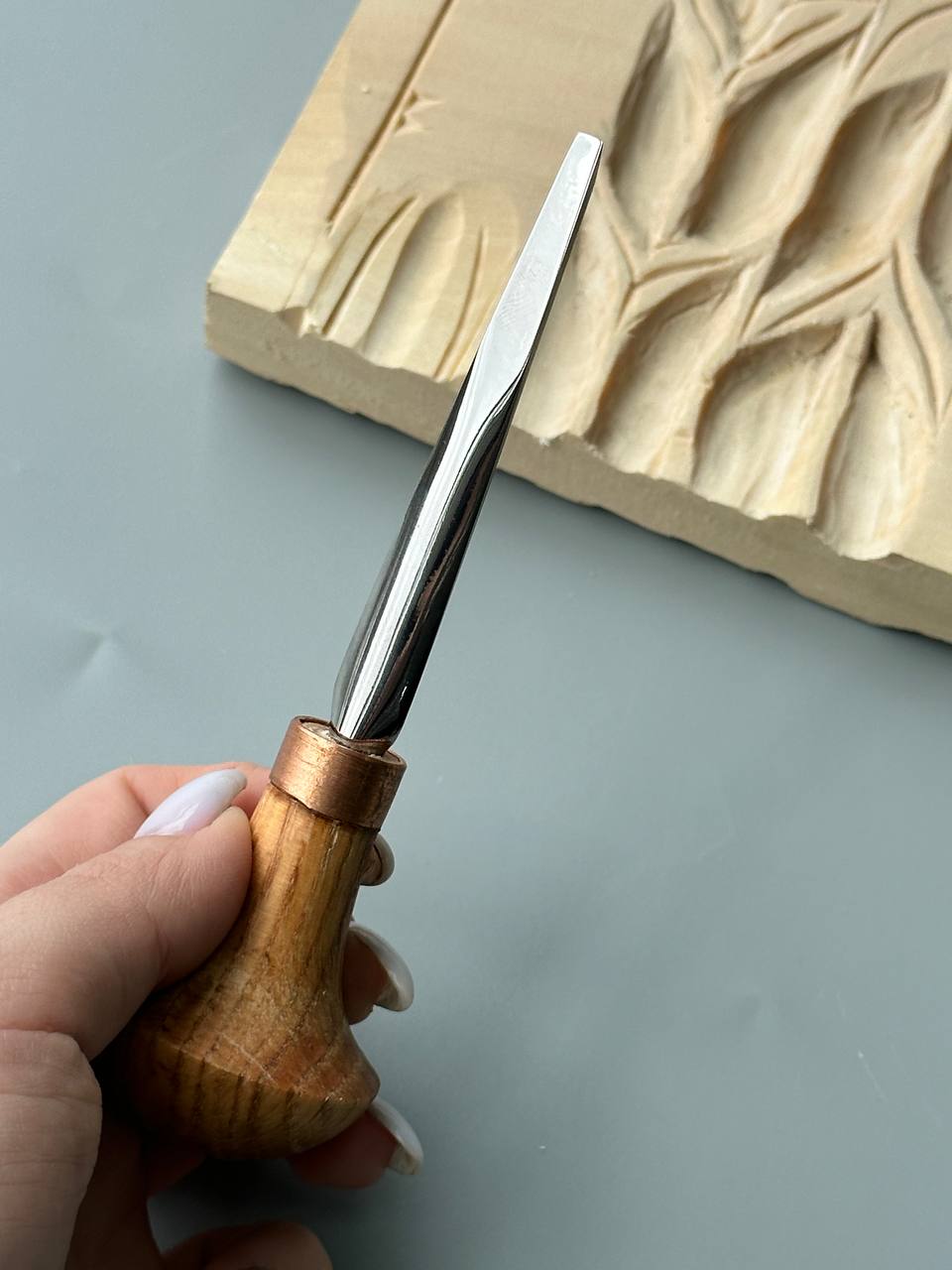 Palm carving tool STRYI Profi #1, Linocuttung tool, Engraving chisel, Flat carving chisel