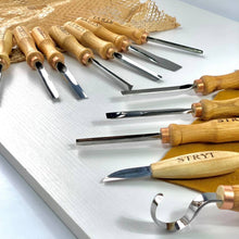 Load image into Gallery viewer, Versatile carving set of 14 pcs for relief caving, Making figurines, Chisels set, Gouges set, Spoon carving set