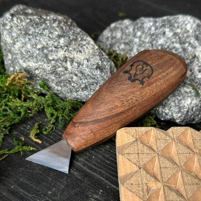 Juego de cuchillos de cola de golondrina para tallar madera en estuche enrollable, cuchillos triangulares