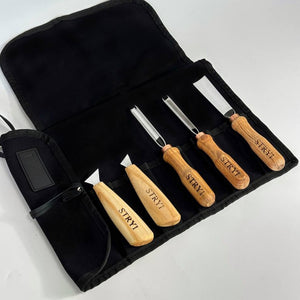 Basic wood carving tools set for relief carving, 5pcs STRYI Profi, carving tools, forged tools, carving chisels, carving set