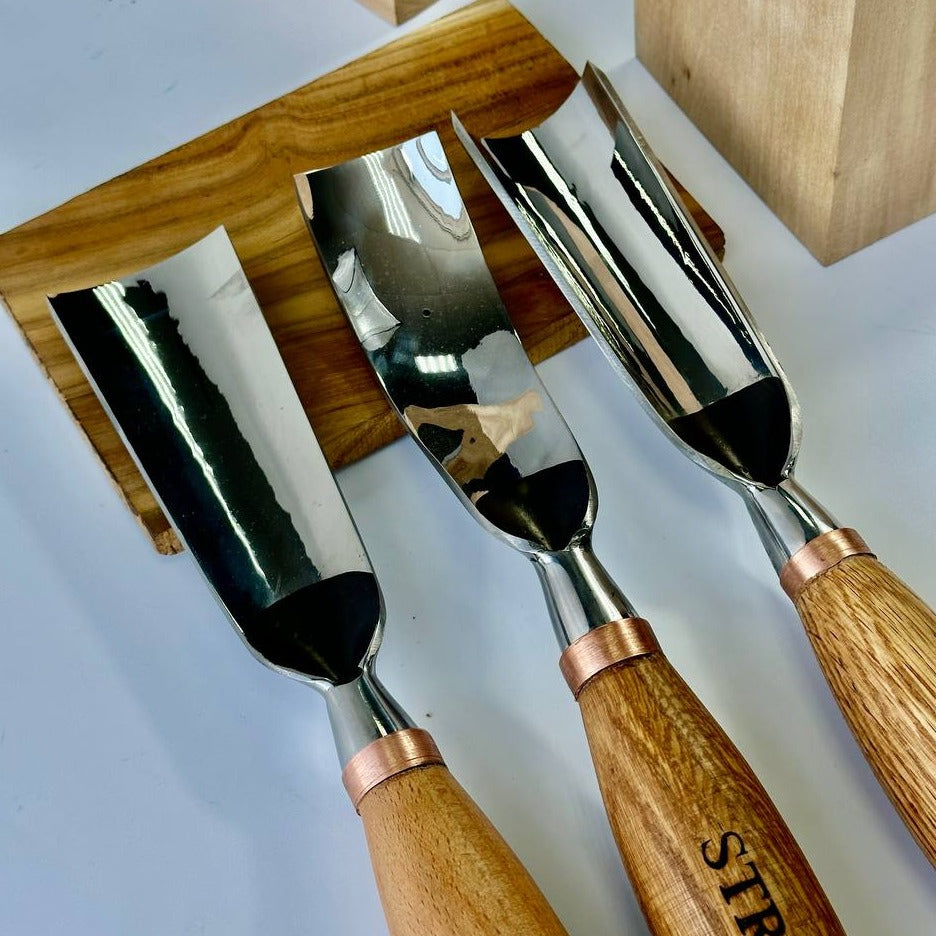Sculpture tools set STRYI Profi 3pcs, Heavy-duty chisels set, Forged steel tools