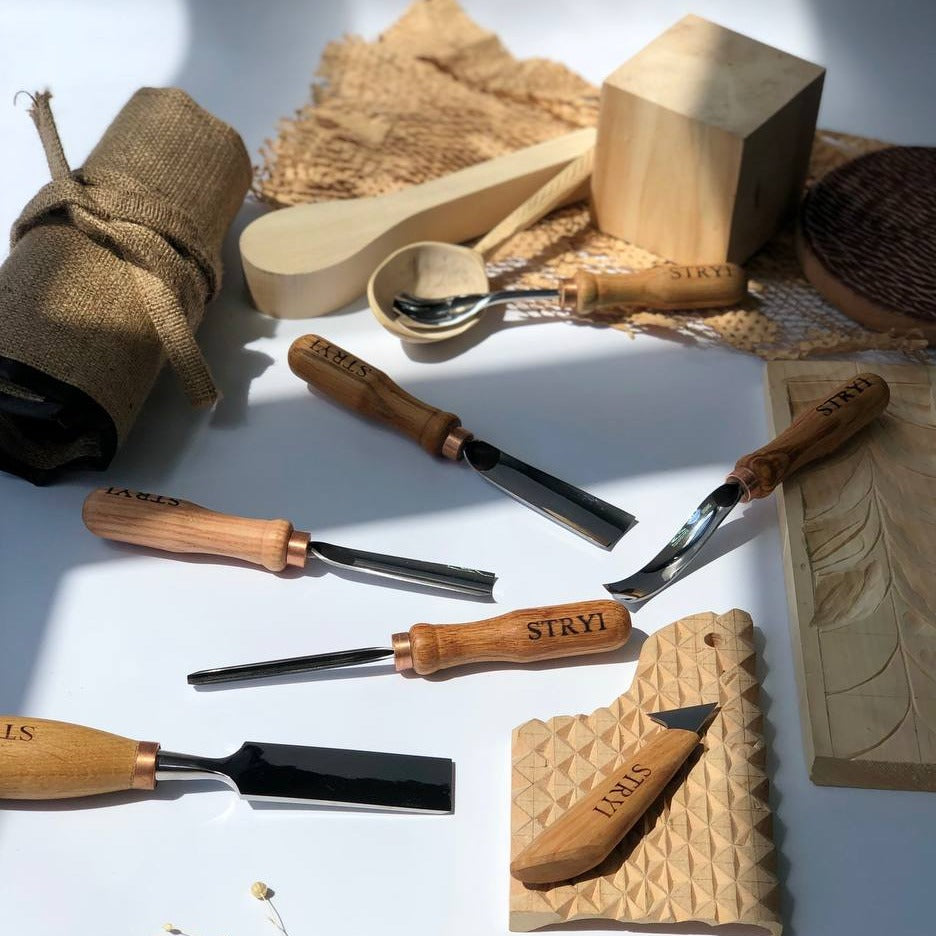 Juego de herramientas para tallar madera 7pcs cinceles y gubias STRYI Profi, herramientas para tallar madera herramientas profesionales para tallar herramienta para trabajar la madera