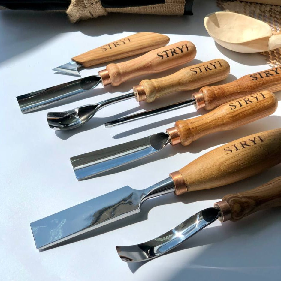 Juego de herramientas para tallar madera 7pcs cinceles y gubias STRYI Profi, herramientas para tallar madera herramientas profesionales para tallar herramienta para trabajar la madera