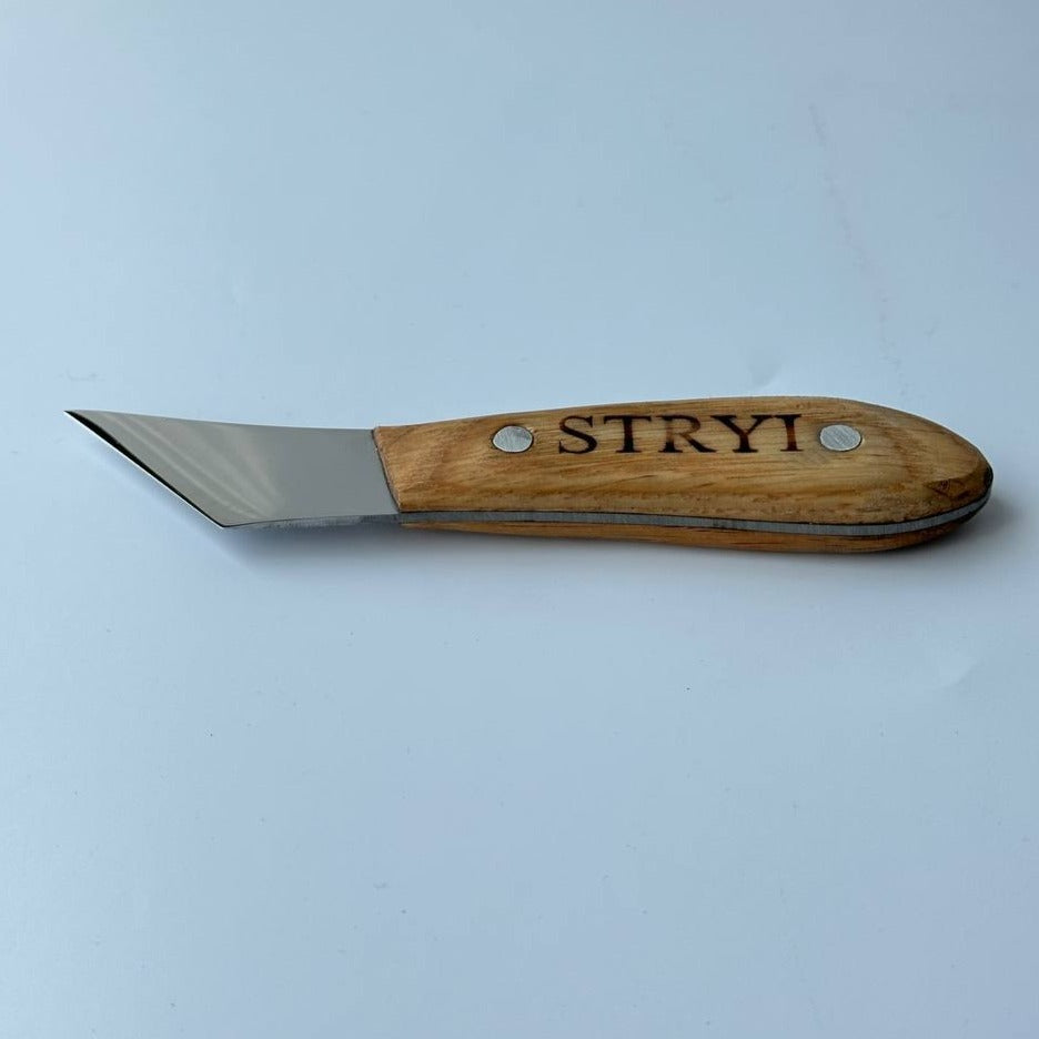 Gemustertes Schnitzmesser für Holzschnitzerei 40mm STRYI Profi, Schnitzmesser, Sloydmesser, Messer für Holzschmuck