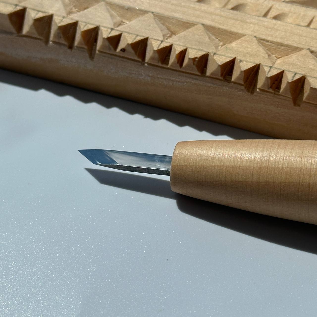 Short skewed knife for detailing STRYI, Scalpel for carving, Carving knife