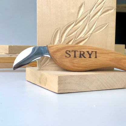 Knife for chip carving  30mm STRYI, Carving knife, Carving tools, Forged knife, Stryiwoodcarving