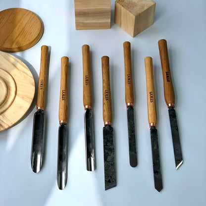 Wood turning toolset of 7 Wood Turning chisels STRYI Standart in roll-case, Woodturning kit, Gift for woodworker, Lathe Tools