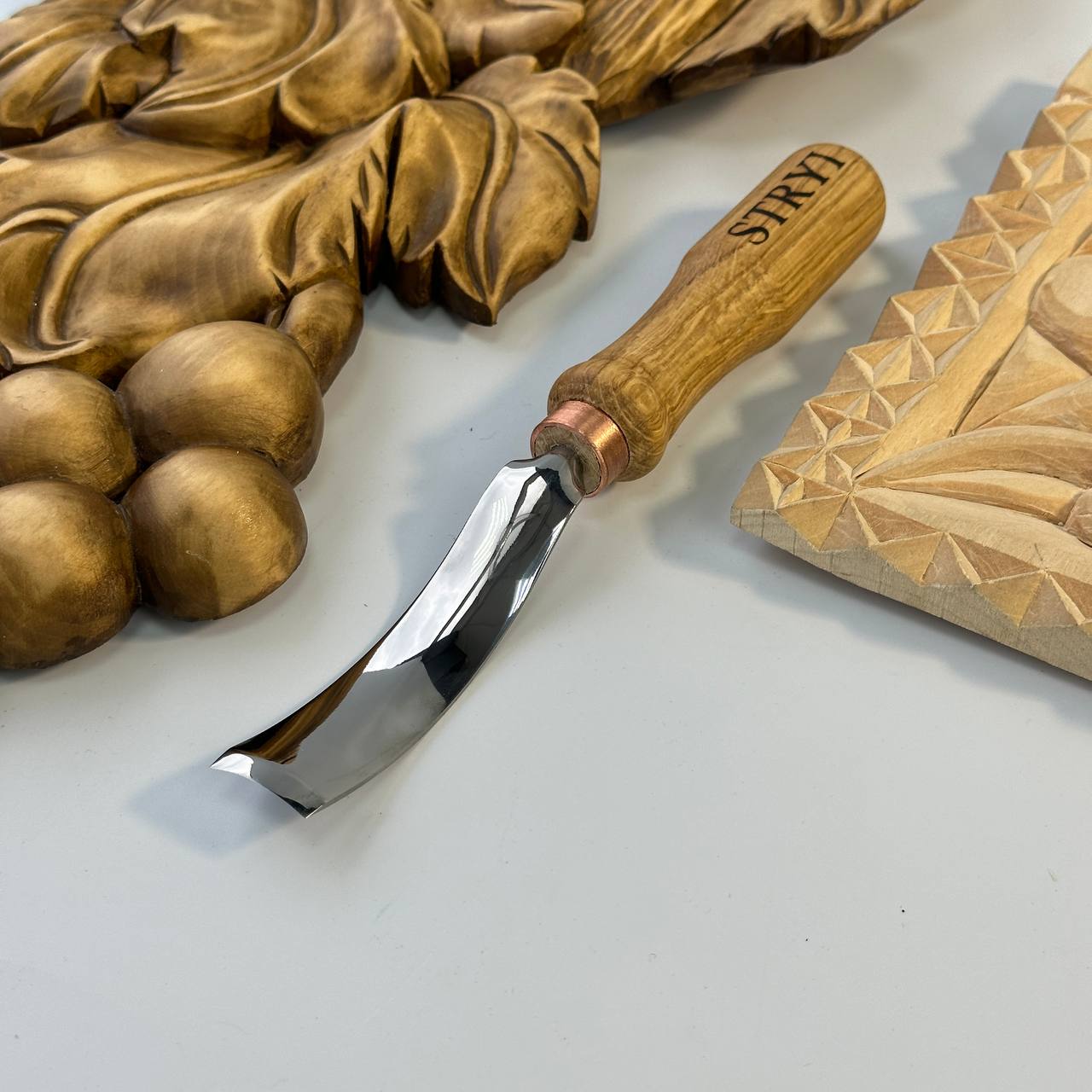 Revers bent gouge STRYI Profi, Carving grapes, Relief carving tools, Back bent gouges