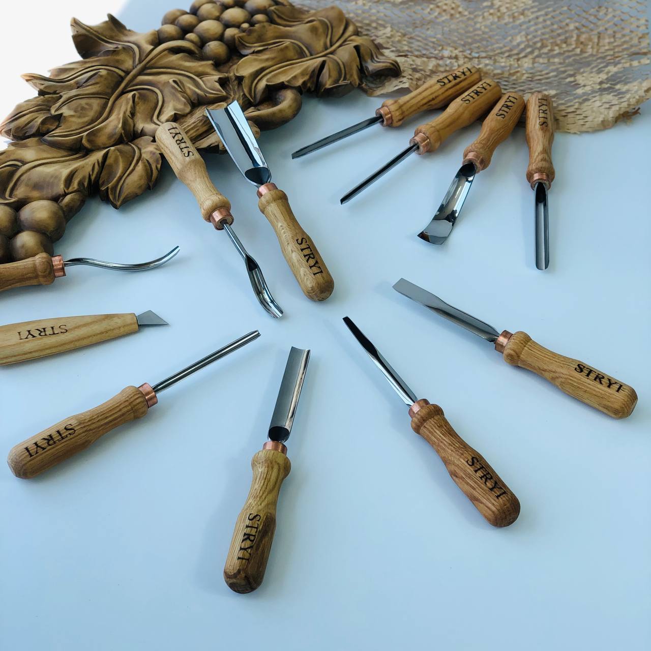 Wood carving kit STRYI Profi 12 pcs, versatile toolset