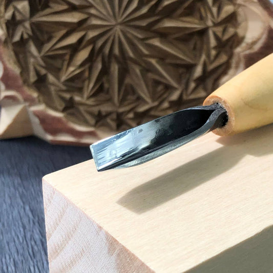V-parting short straight chisel STRYI-AY Profi for chip carving, V-shaped chisel, V-tools