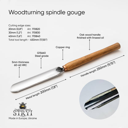 Spindle gouge STRYI Profi, Lathe Wood Turning Tools