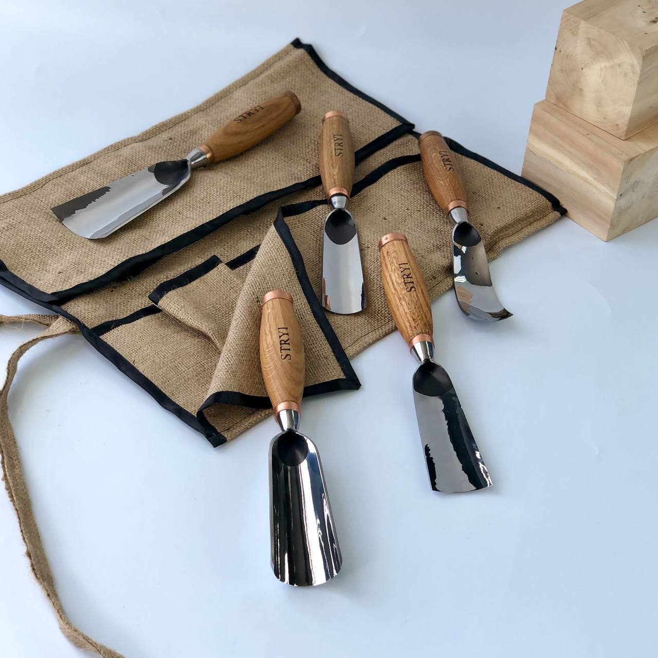 Sculpture tools set STRYI Profi 5pcs, Wood carving kit of Heavy-duty chisels, Sculpture gouges, Forged hand tools for Sculpting woodworking