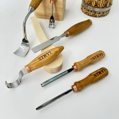 Completed toolset STRYI Profi  for spoon and kuksa carving, Forged tools