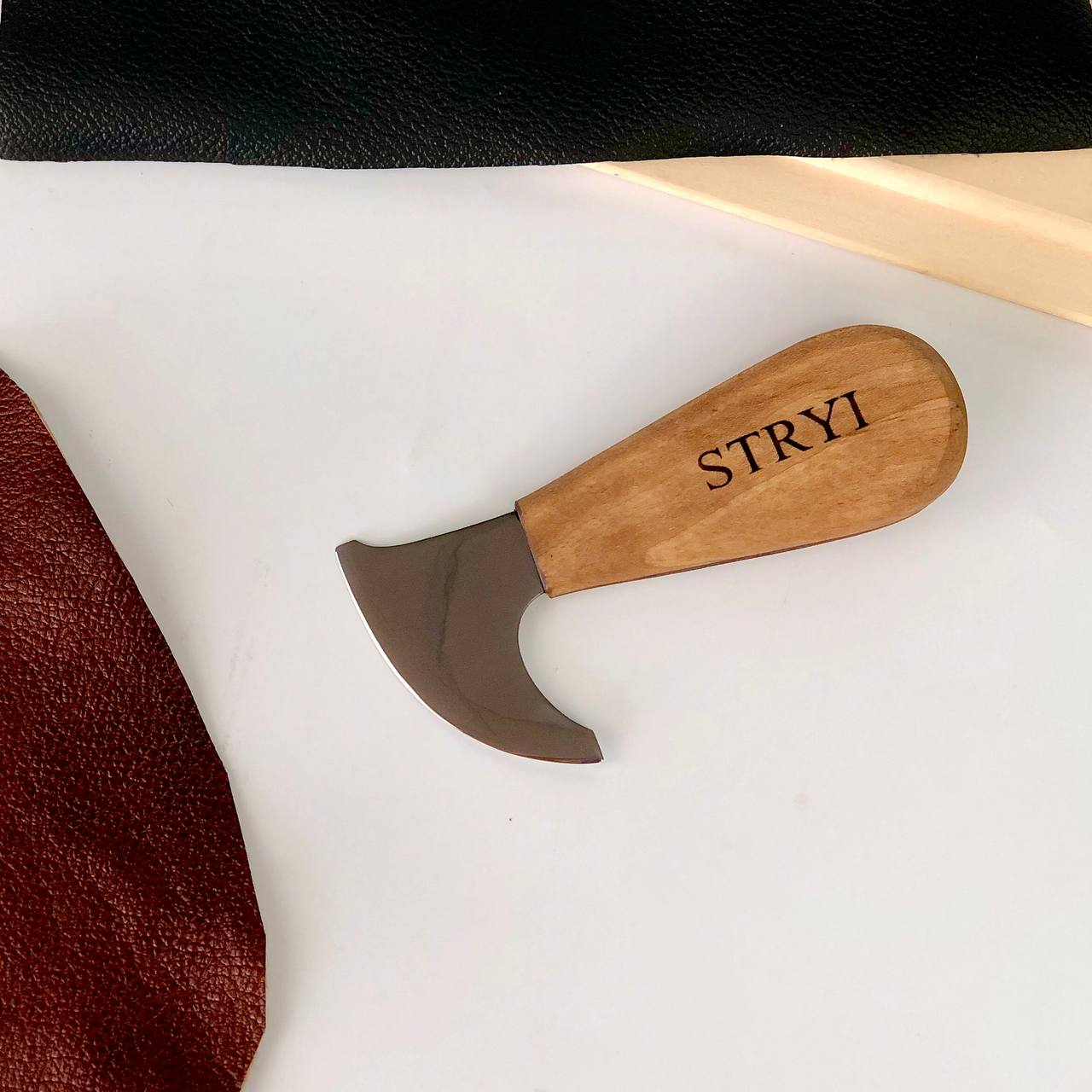 Unique  Half Leather Blade Knife for Leatherworking STRYI Profi