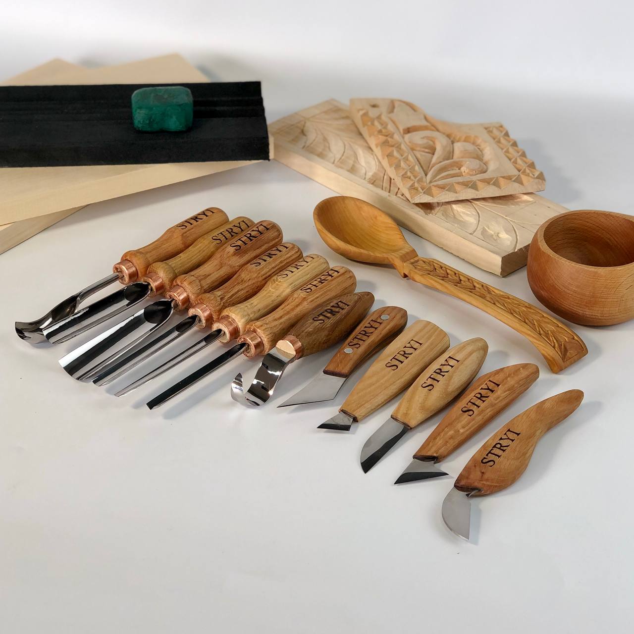 Juego de herramientas versátiles para tallar madera, 12 piezas, cinceles y gubias STRYI Profi, herramientas para tallar madera, herramientas profesionales para tallar, herramienta para trabajar la madera