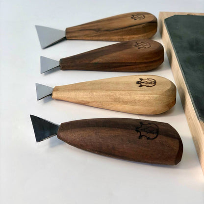 Wood carving Knives set, Swallowtail knives in roll-case, Triangle knives