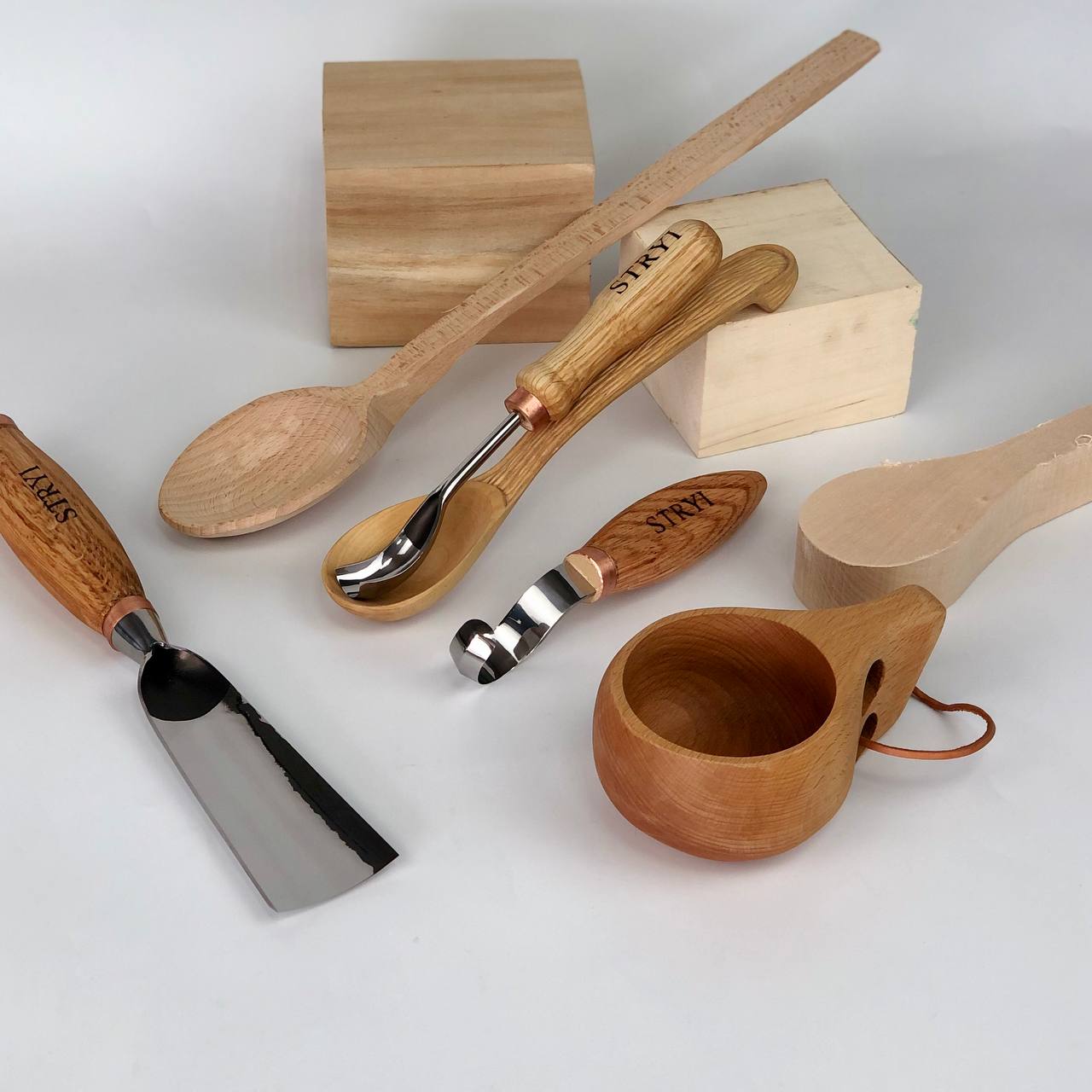 Kuksa, juego de herramientas para tallar cucharas y tazas, 3 piezas, STRYI Profi