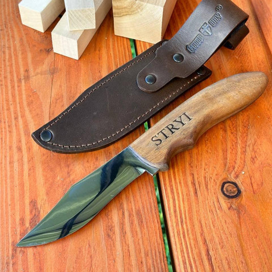 Cuchillo de talla de madera STRYI Profi, cuchillo de camping, cuchillo de carpintería verde