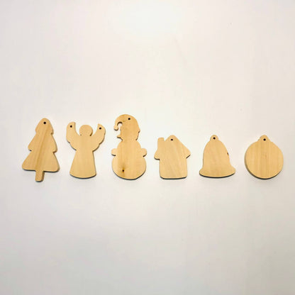 Juego de juguetes navideños, espacios en blanco para la creatividad, decoración navideña de madera