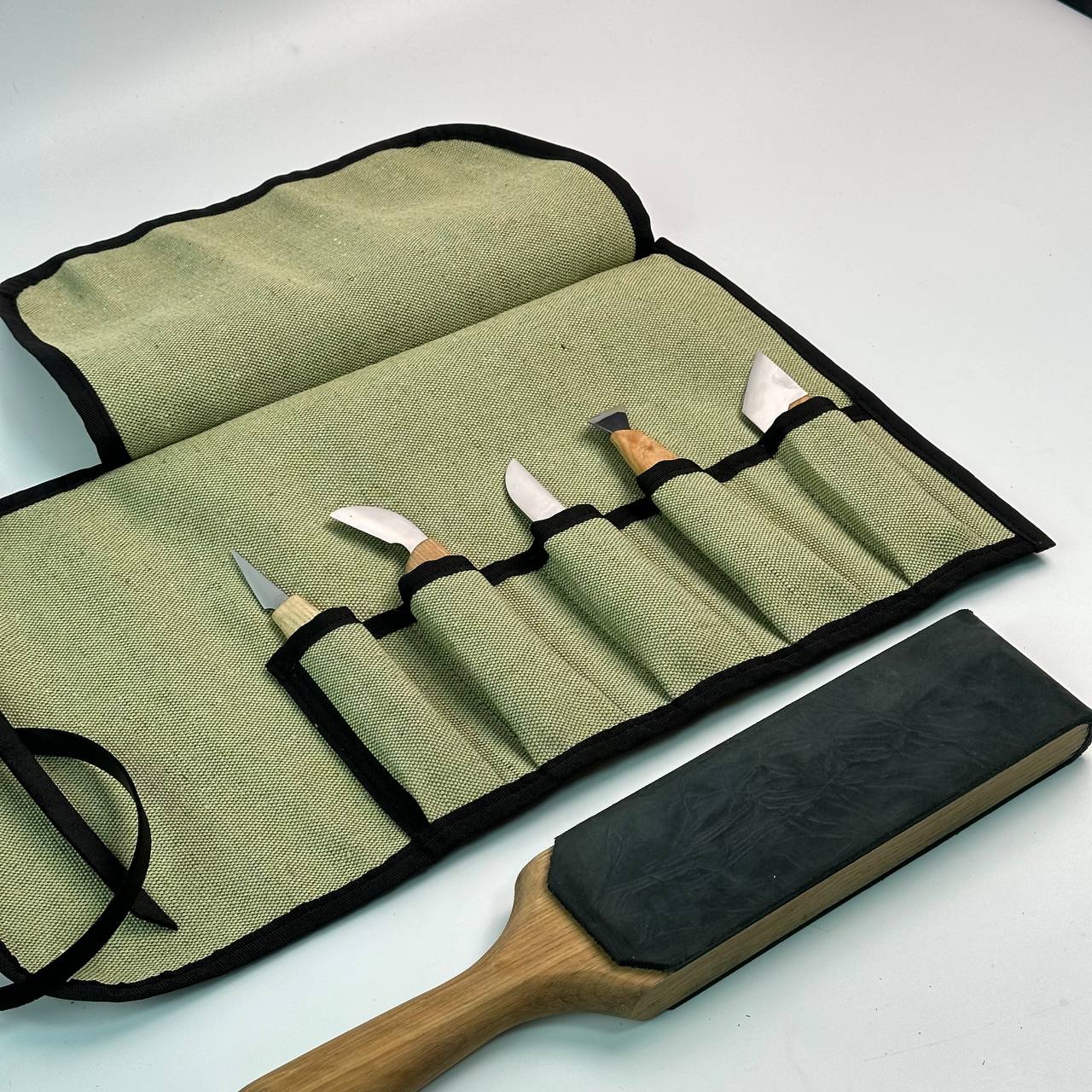 Wood carving knives set 5pcs in tarpaulin case STRYI, Stryi Carving knives