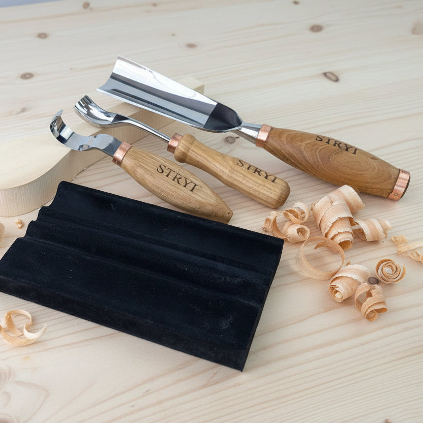 Kuksa, 3-teiliges Schnitzwerkzeug-Set mit Löffel und Tasse, STRYI Profi