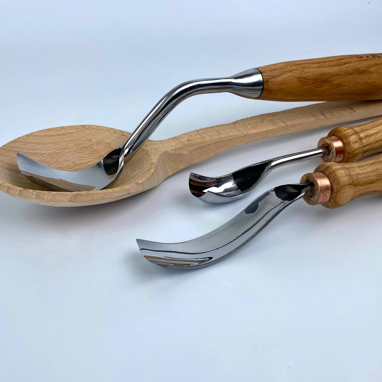Set of 3 Bent Gouges STRYI Profi for Spoon &Bowl Carving