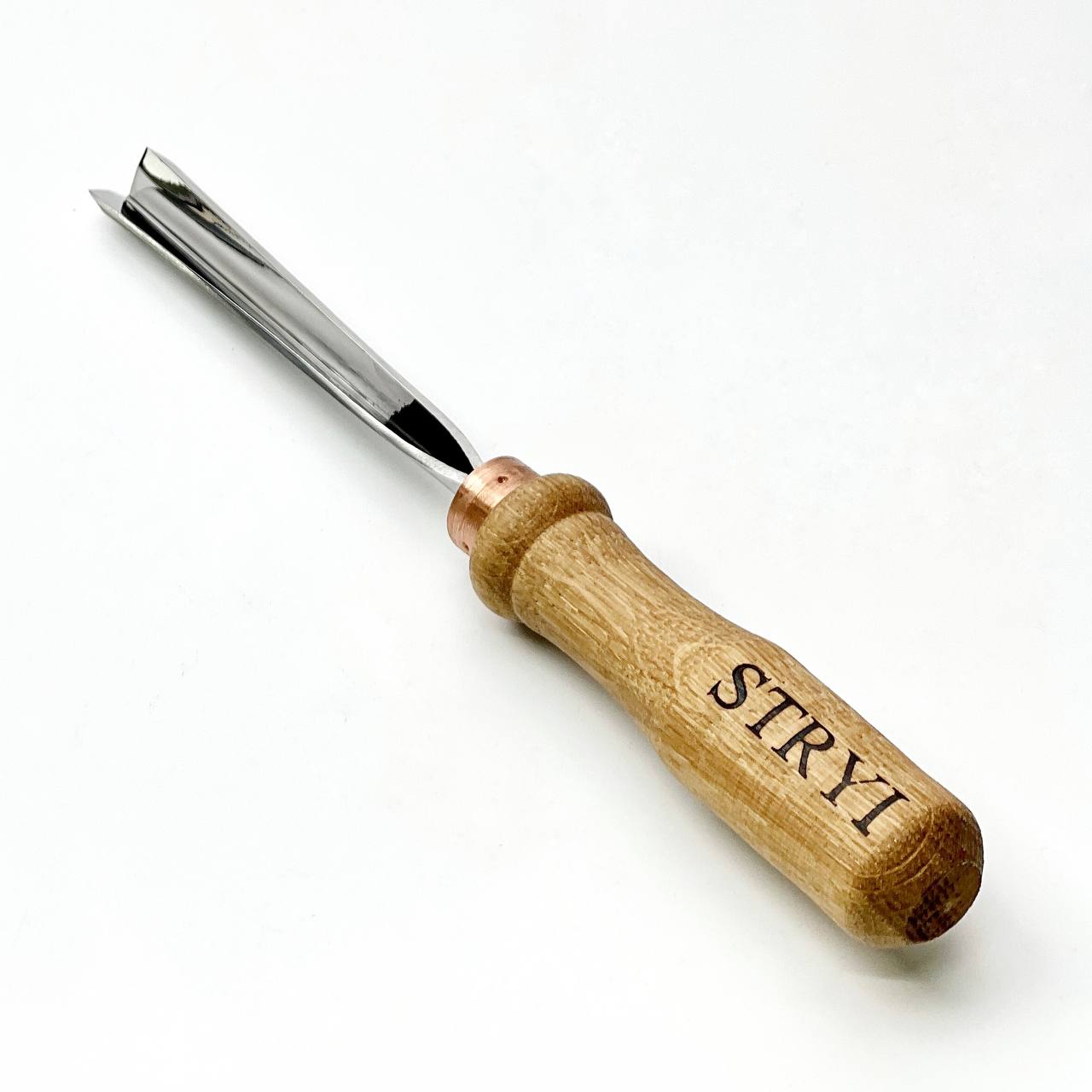Arc-shaped V-tool STRYI Profi with curved edges, Relief carving tool, V-parting chіsel