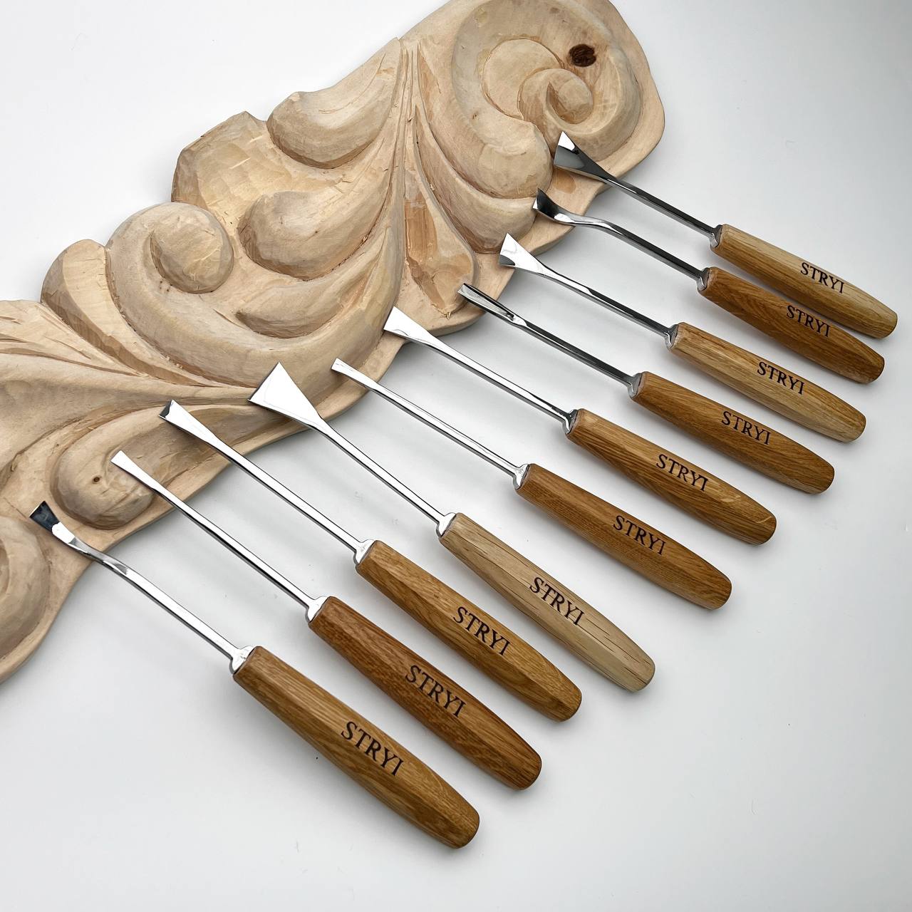 Fishtail Gouges set STRYI MAESTRO, Detailing Chisels set, Relief carving
