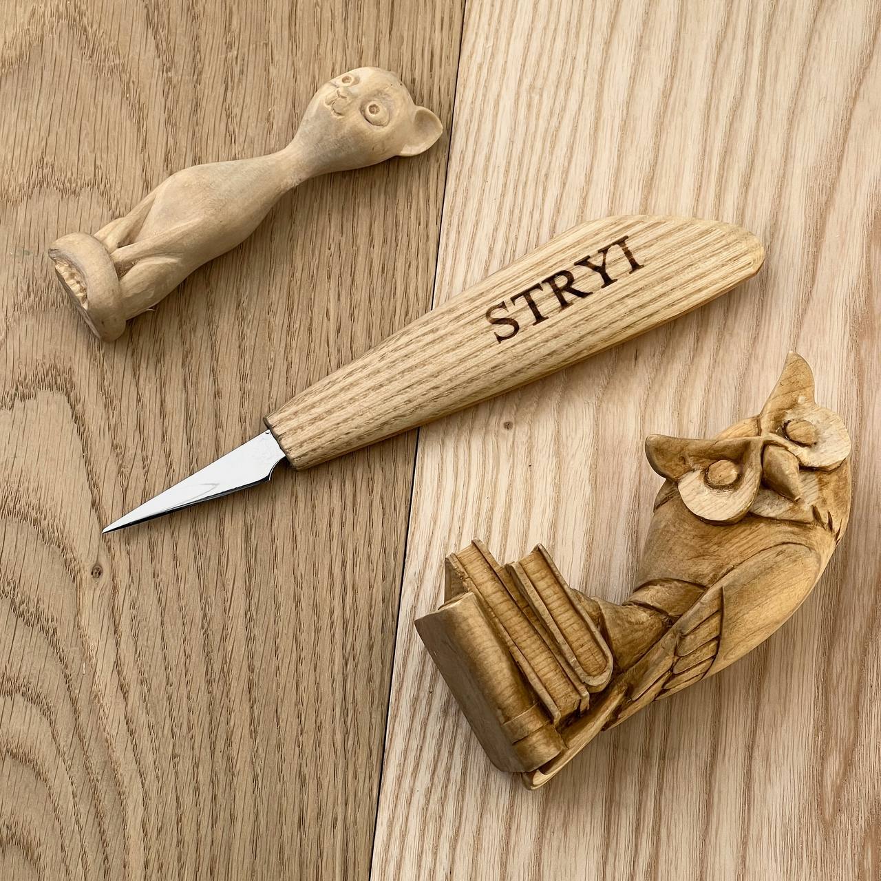 Wood carving knife 40mm STRYI Profi for detailed carving, Whittling knife, Sloyd knife