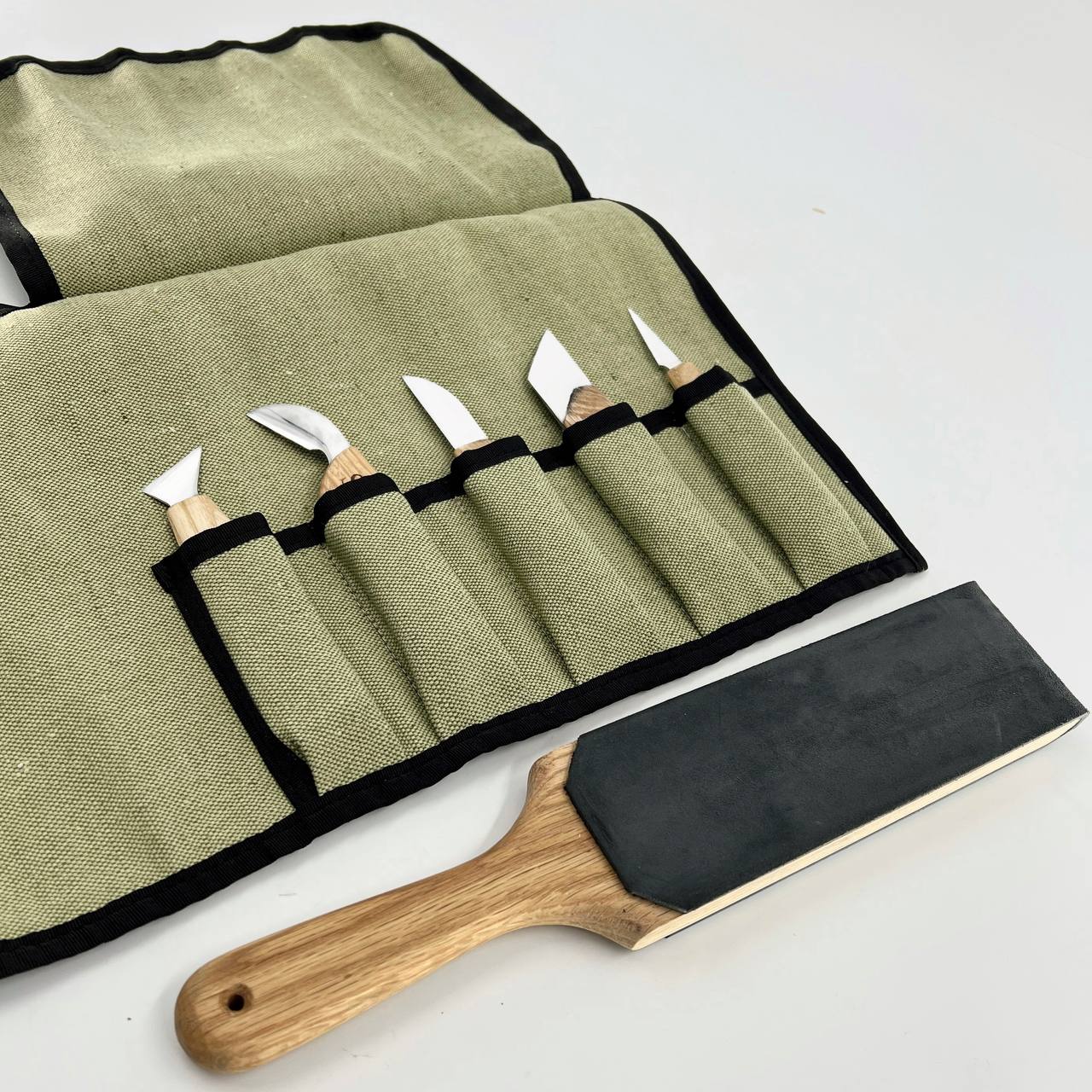 Juego de cuchillos para tallar madera, 5 piezas en estuche de lona STRYI