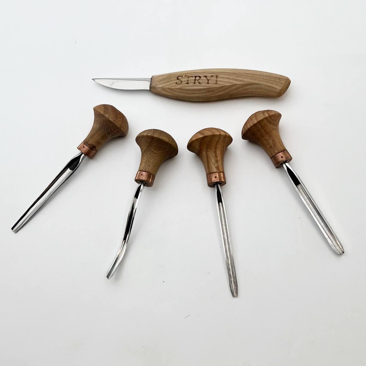 Schnitzwerkzeug-Set 5-tlg. im Rollkoffer STRYI, Schnitzfiguren