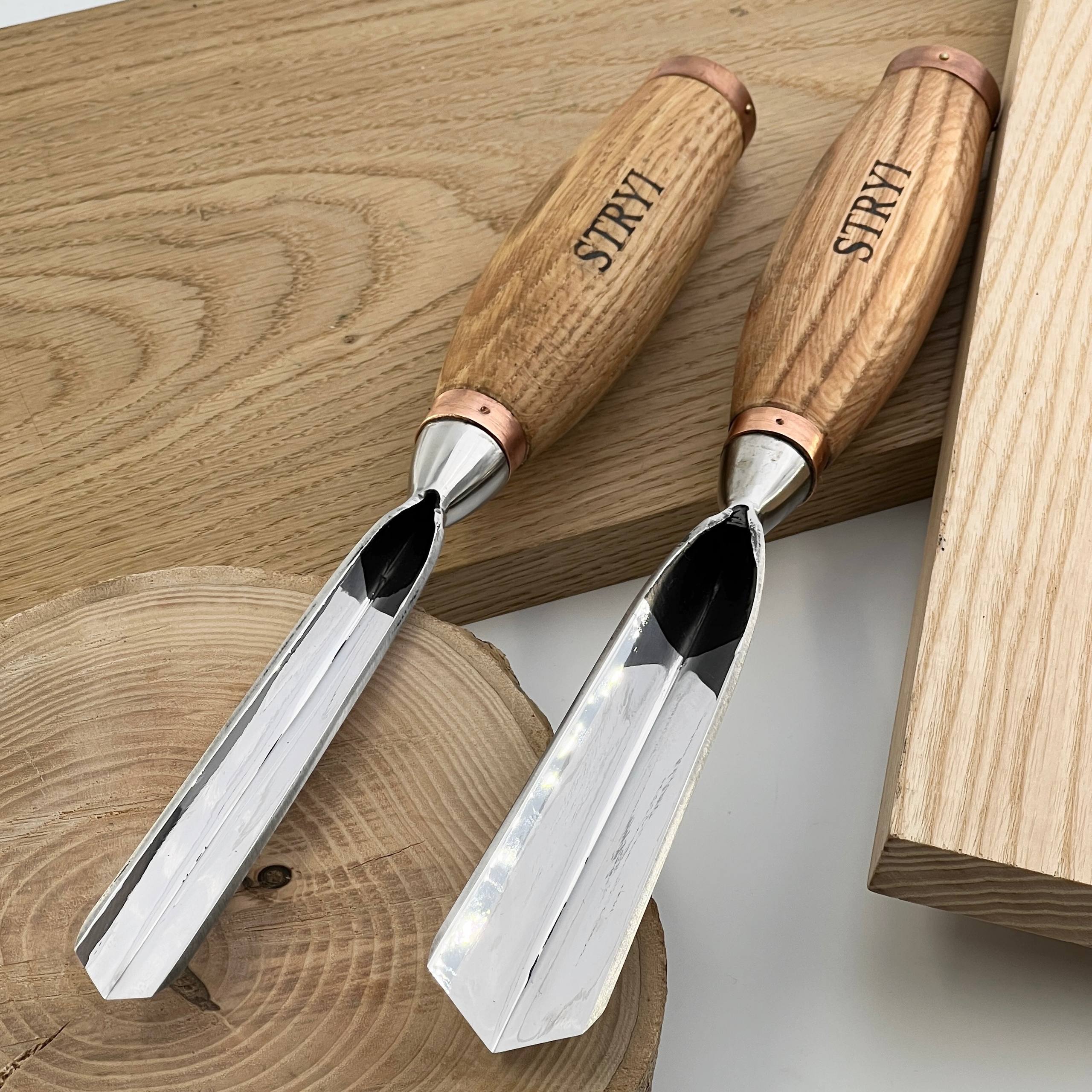 Großer Bildhauermeißel, Geißfuß 90 Grad, Hochleistungs-Hohleisen STRYI Profi, Geißfußmeißel, Tischlerwerkzeug, Möbelbau