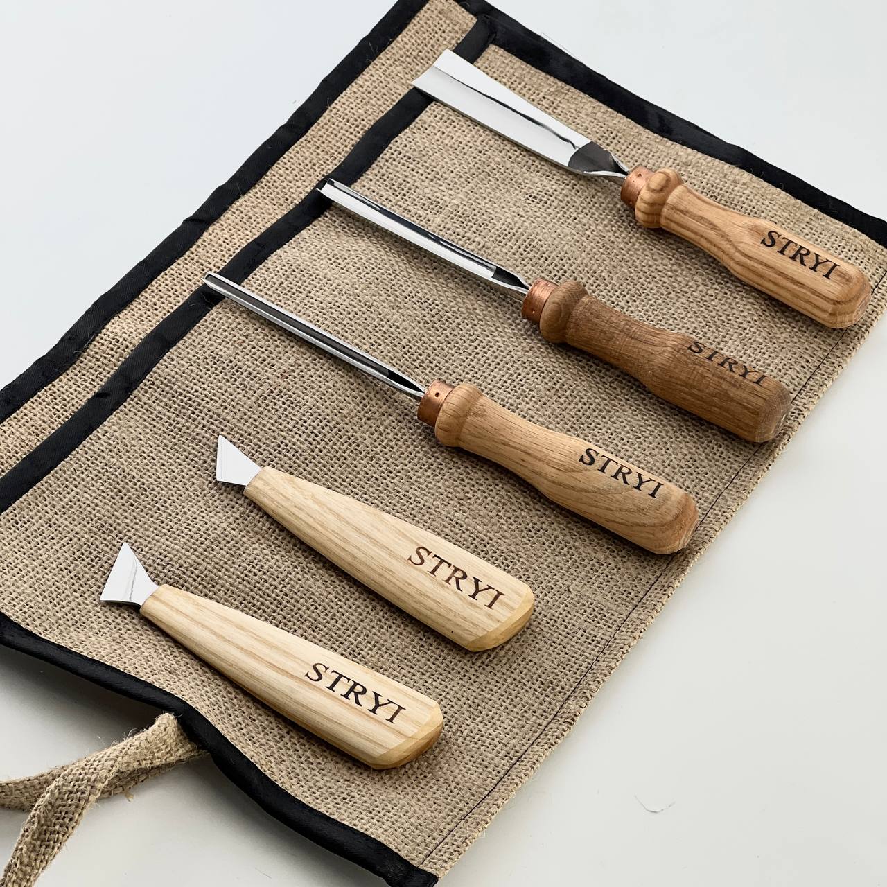 Basic wood carving toolset for relief carving, 5pcs STRYI Profi, Carving kit