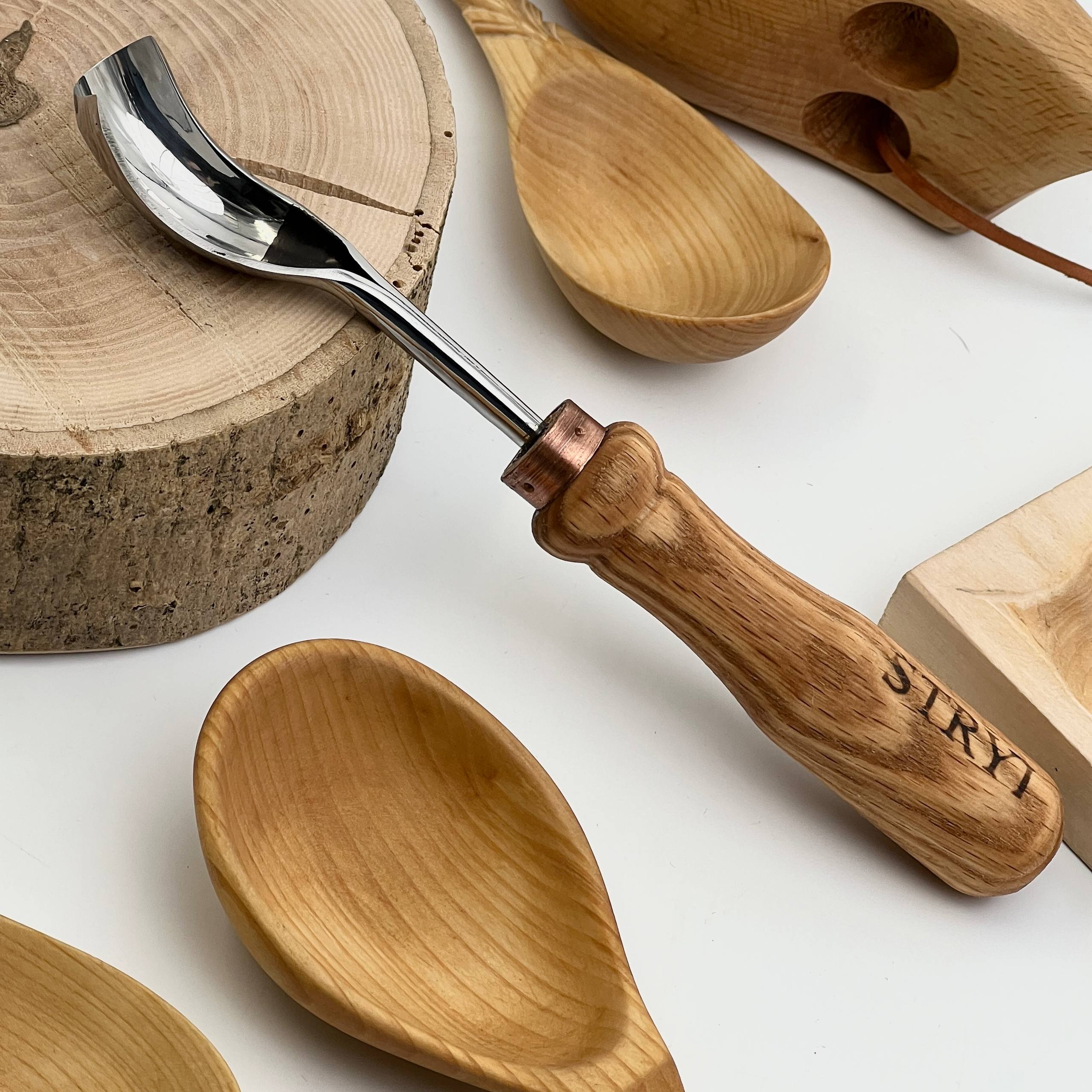 Set of 3 Bent Gouges STRYI Profi for Spoon &Bowl Carving